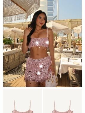 Pink Sequin Fringe Mini Dress ASTA RESORT BRAND NEW WITH TAGS AND RECIEPT